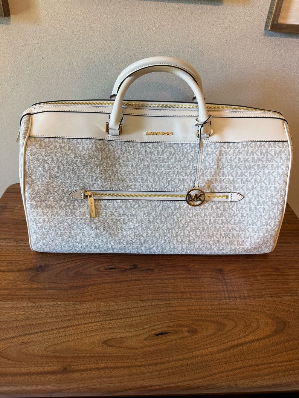 Michael Kors Cream Logo XL Weekender Duffel Bag